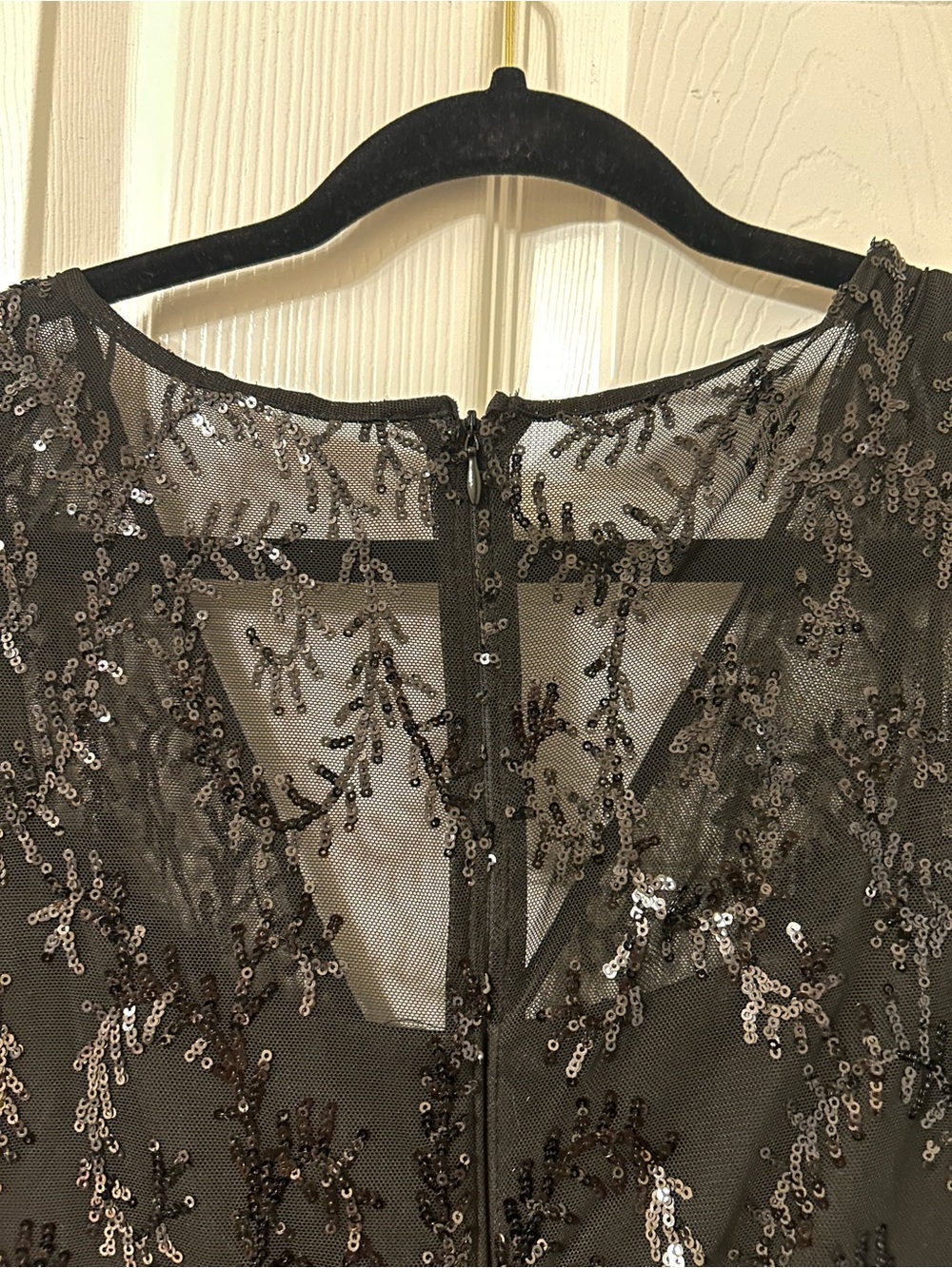 R&M Richards Black Sequin Long Sleeve V-Neck Evening Gown - Picture 6 of 13